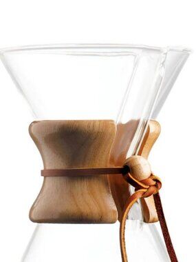 CHEMEX Brand Pourover Coffee Maker Wood Collar with Leather Tie/Wood Bead